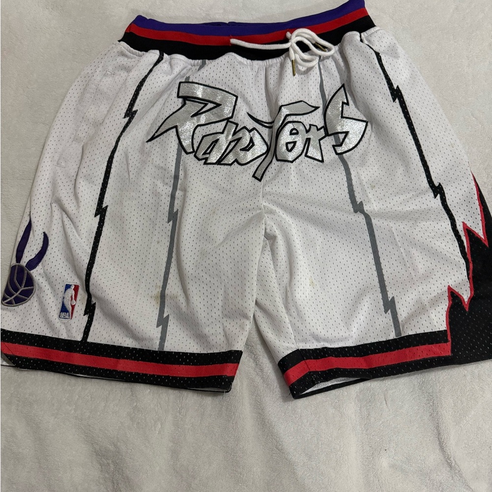 Just Don Toronto Raptors, White and Black Athletic Shorts